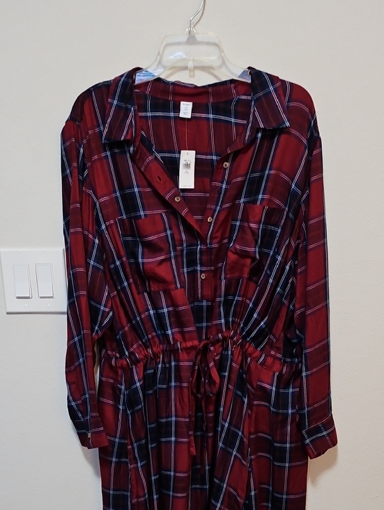 Old Navy Dresses & Skirts - Old Navy Red and Navy Plaid Shirt Dress